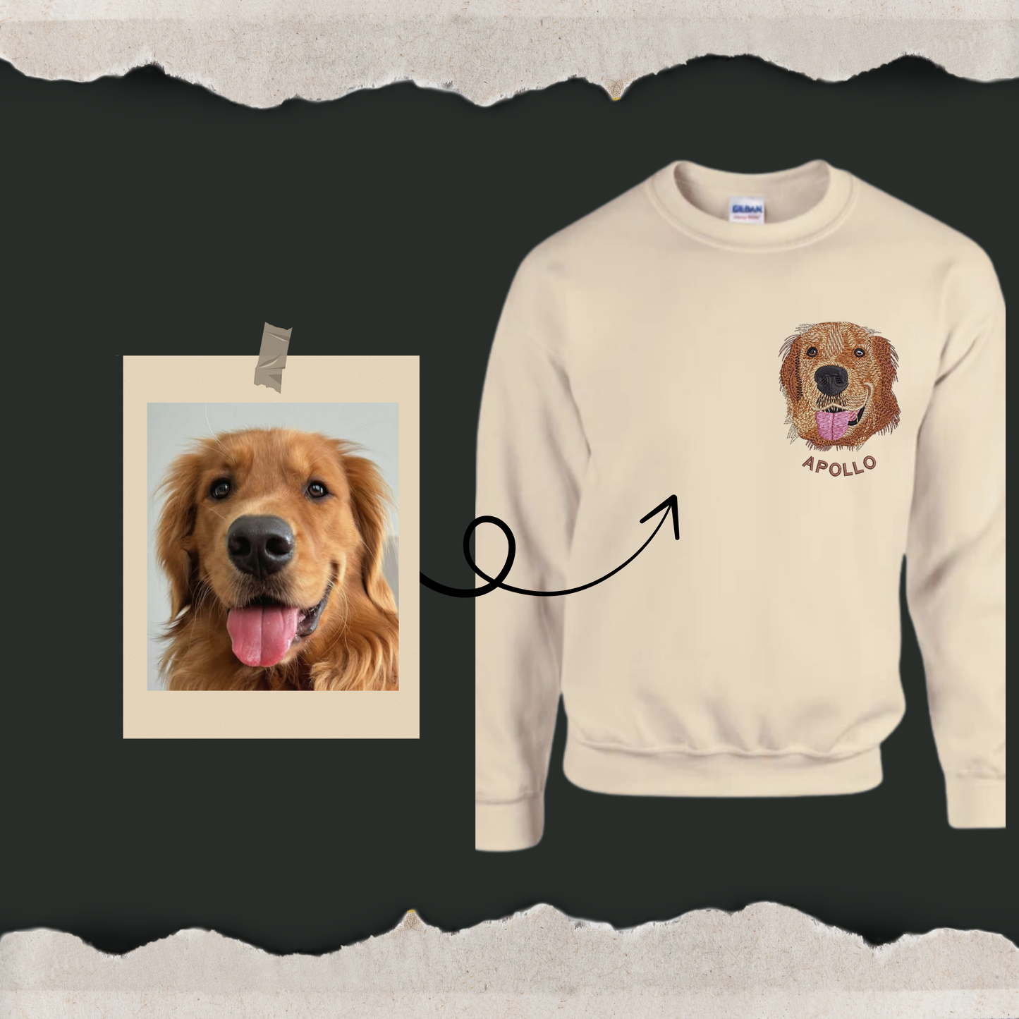 Custom Embroidered Pet Portrait Sweatshirt, Unisex, šFree Shipping! š%70 OFF! š„Limited Time Offer! š¾Buy Now, Send Pet's Photo Later!