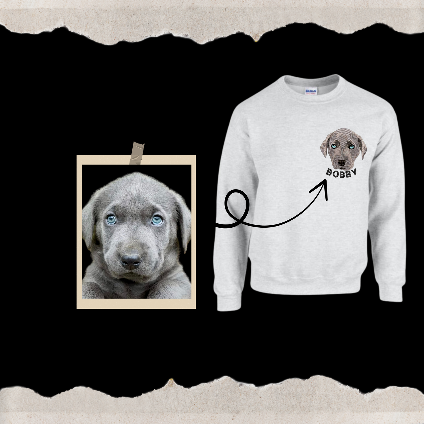 Custom Embroidered Pet Portrait Sweatshirt, Unisex, šFree Shipping! š%70 OFF! š„Limited Time Offer! š¾Buy Now, Send Pet's Photo Later!