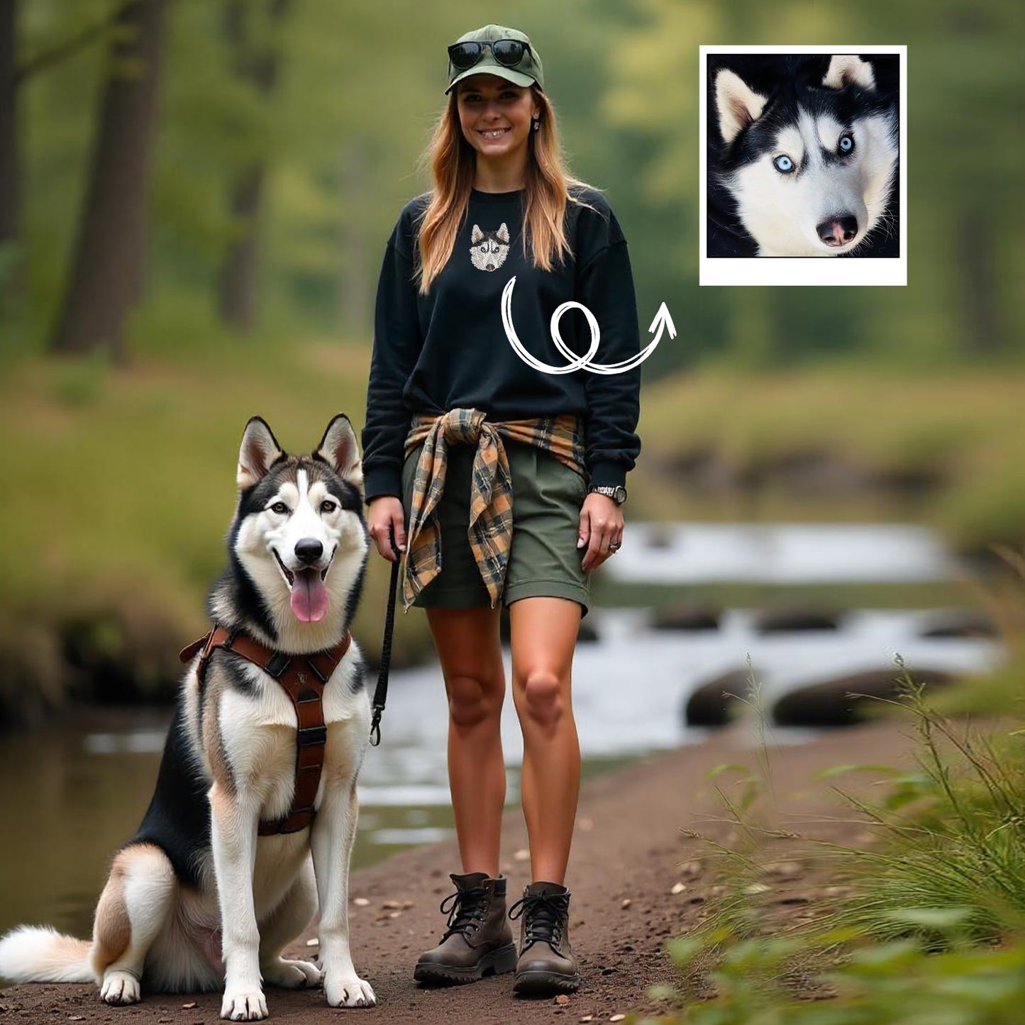 Custom Embroidered Pet Portrait Sweatshirt, Unisex, šFree Shipping! š%70 OFF! š„Limited Time Offer! š¾Buy Now, Send Pet's Photo Later!