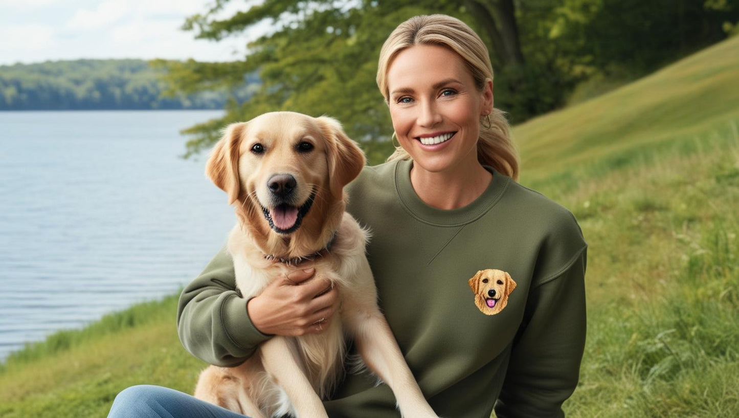 Custom Embroidered Pet Portrait Sweatshirt, Unisex, šFree Shipping! š%70 OFF! š„Limited Time Offer! š¾Buy Now, Send Pet's Photo Later!